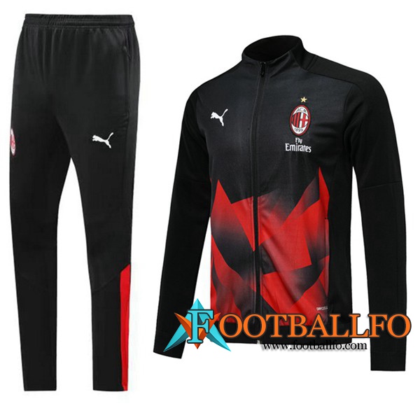 Chandal Futbol - Chaqueta + Pantalones Milan AC Negro Roja 2019/2020