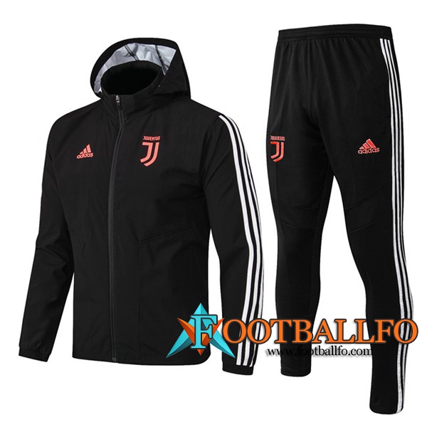 Chandal Futbol - Chaqueta Rompevientos + Pantalones Juventus Negro 2019/2020