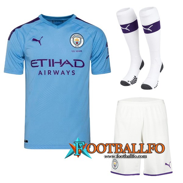 Traje Camisetas Futbol Manchester City Primera + Calcetines 2019/2020
