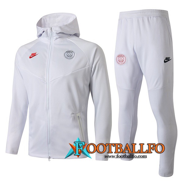 Chandal Futbol - Chaqueta con capucha + Pantalones Paris PSG Blanco 2019/2020