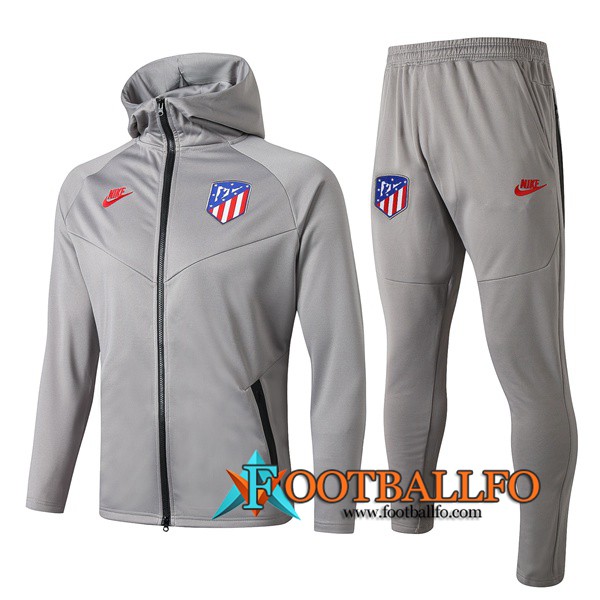 Chandal Futbol - Chaqueta con capucha + Pantalones Atletico Madrid Gris Claro 2019/2020