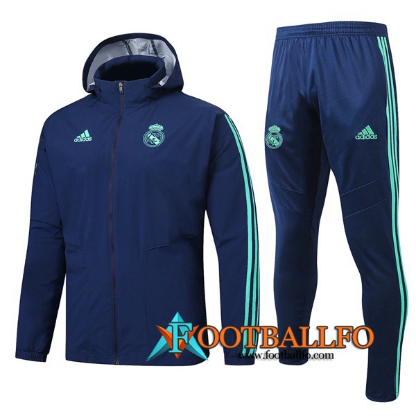 Chandal Futbol - Chaqueta Rompevientos + Pantalones Real Madrid Azul Real 2019/2020
