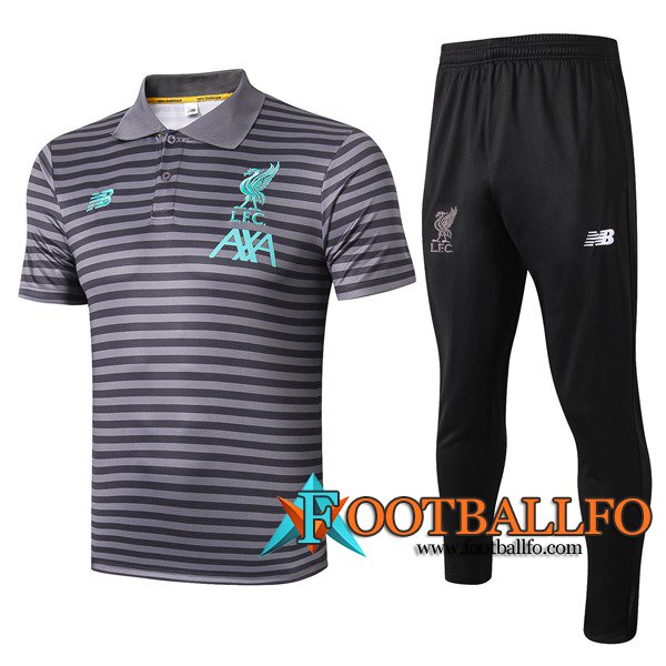 Polo Futbol FC Liverpool + Pantalones Gris Oscuro Stripe 2019/2020