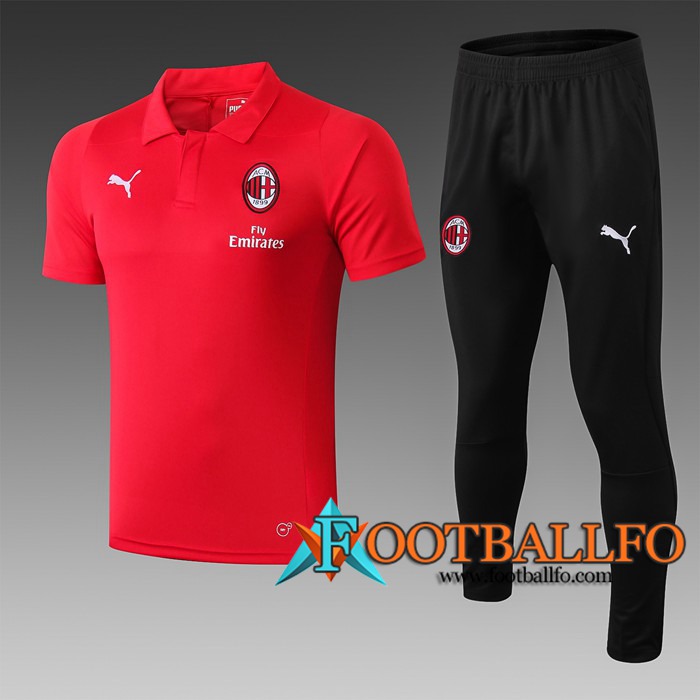 Polo Futbol Milan AC + Pantalones Roja 2019/2020