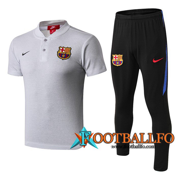 Polo Futbol FC Barcelona + Pantalones Gris Claro 2019/2020