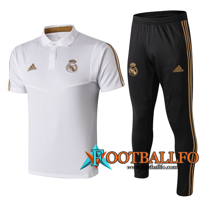 Polo Futbol Real Madrid + Pantalones Blanco Amarillo 2019/2020