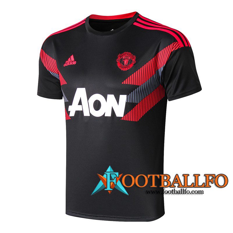 Pre-partido Camiseta Entrenamiento Manchester United Negro Roja 2019/2020
