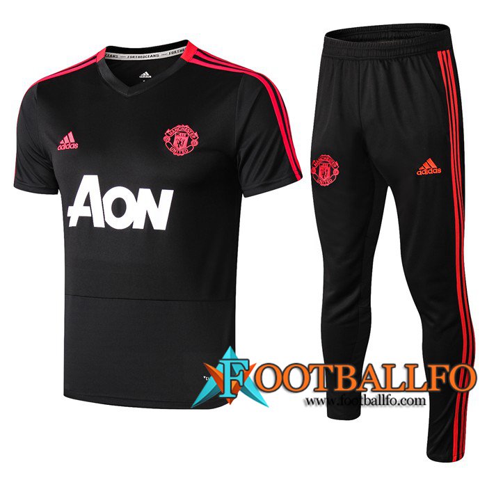 Pre-partido Camiseta Entrenamiento Manchester United + Pantalones Negro 2019/2020