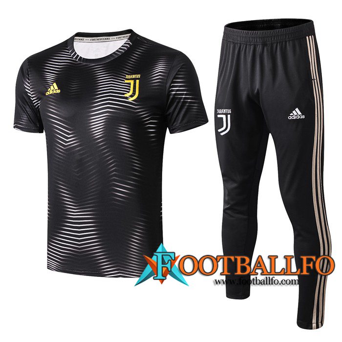 Pre-partido Camiseta Entrenamiento Juventus + Pantalones Ripple Negro 2019/2020