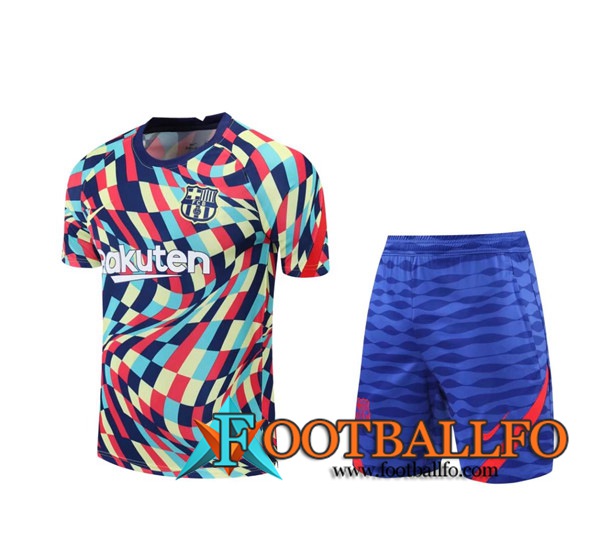 Camiseta Entrenamiento FC Barcelona + Cortos Amarillo/Azul/Rojo 2020/2021