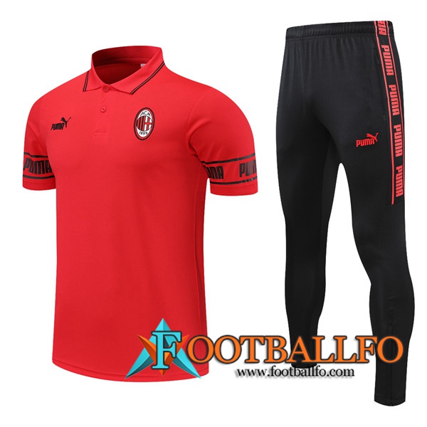 Camiseta Polo AC Milan + Pantalones Rojo 2021/2022