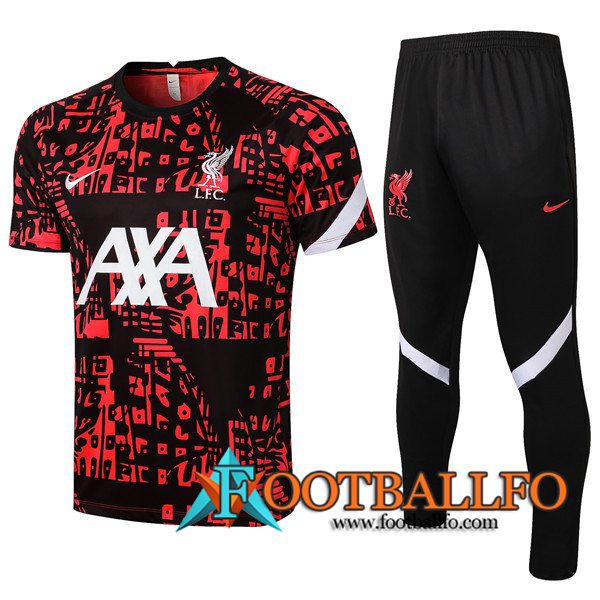 Camiseta Entrenamiento FC Liverpool + Pantalones Rojo/Negro 2021/2022