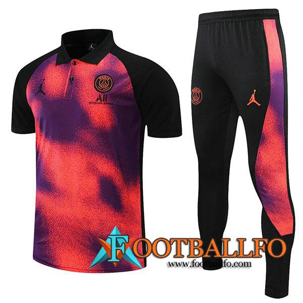 Camiseta Polo Jordan PSG + Pantalones Rojo/Negro 2021/2022