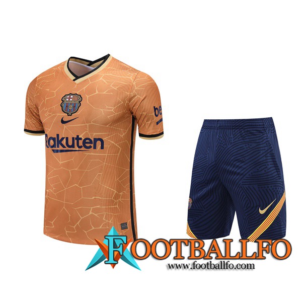 Tienda Online Camiseta Entrenamiento FC Barcelona + Cortos Naranja 2021/2022  Baratas