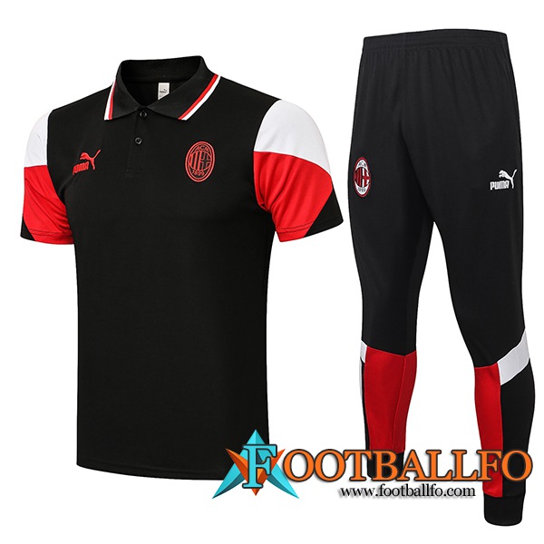 Camiseta Entrenamiento AC Milan + Pantalones Negro/Rojo 2021/2022