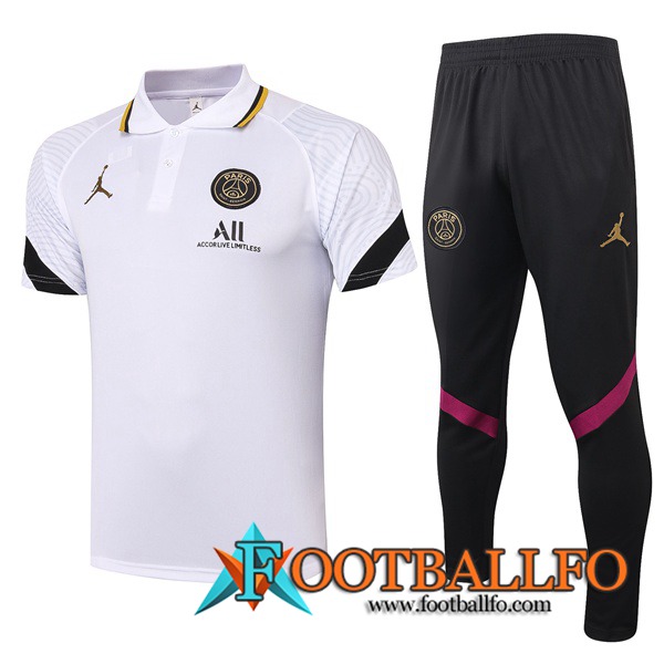 Camiseta Polo Jordan PSG + Pantalones Blanca/Negro 2021/2022