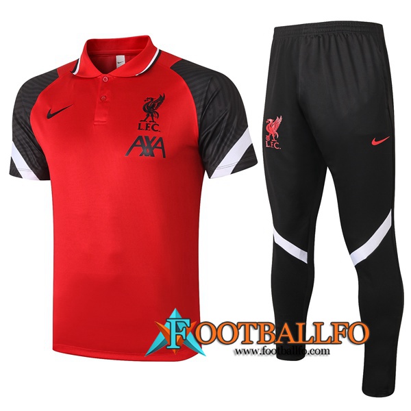 Polo Futbol FC Liverpool + Pantalones Roja/Negro 2020/2021