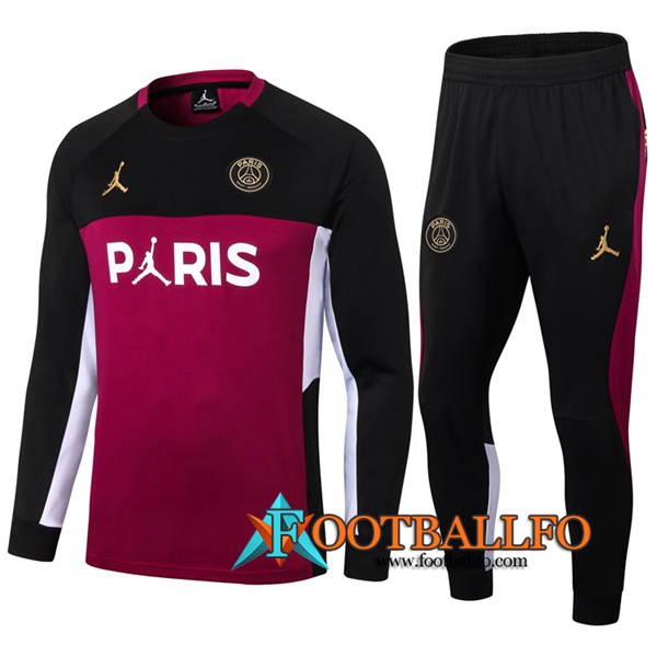 Chandal Futbol + Pantalones Jordan PSG Negro/Roja 2020/2021