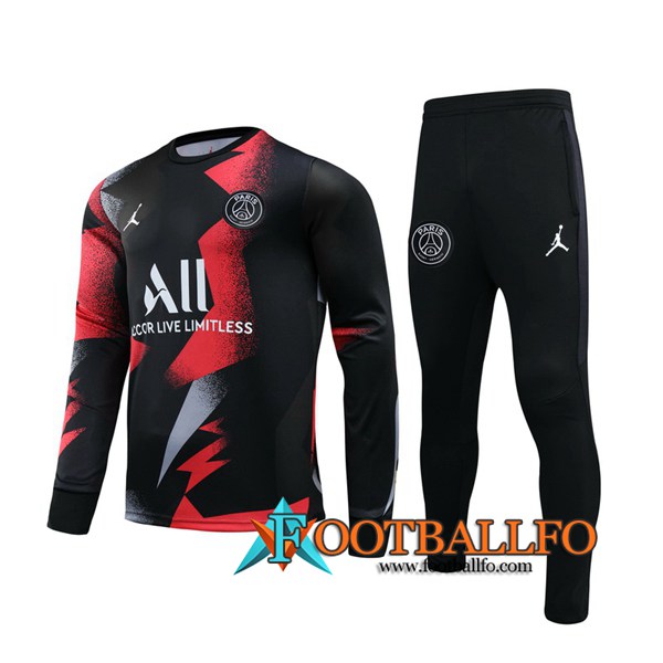 Chandal Futbol + Pantalones Pairis PSG Jordan Negro Roja 2019/2020