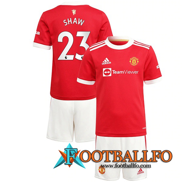 Camiseta Futbol Manchester United (Shaw 23) Ninos Titular 2021/2022