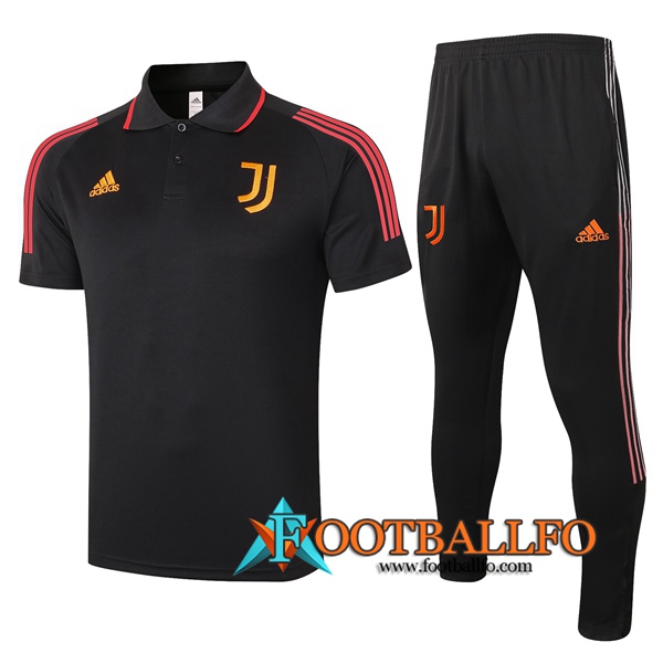 Polo Futbol Juventus + Pantalones Negro 2020/2021