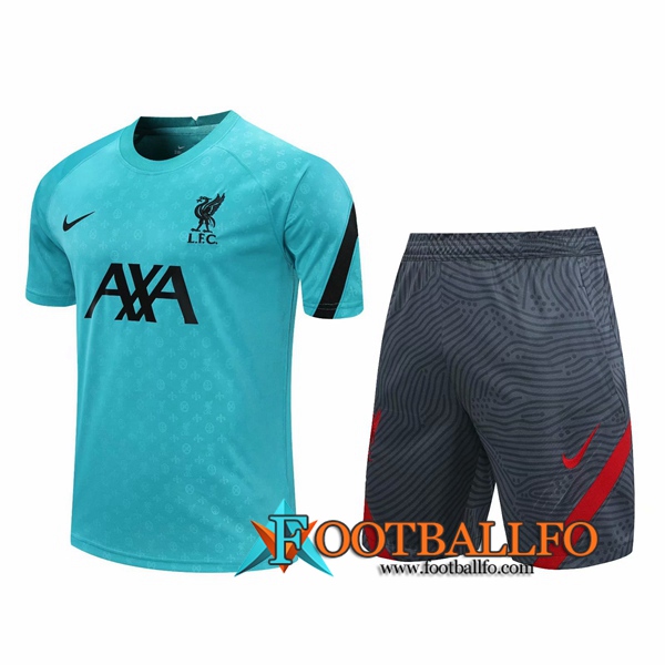 Camisetas de entrenamiento FC Liverpool + Shorts Azul 2020/2021