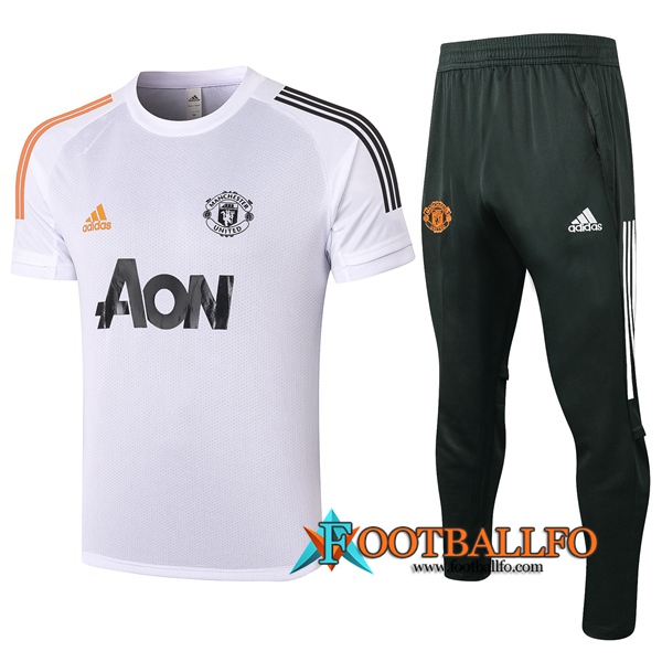 Camisetas de entrenamiento Manchester United + Pantalones Blanco 2020/2021