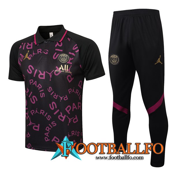 Camiseta Polo Jordan PSG + Pantalones Negro/Purpura 2021/2022