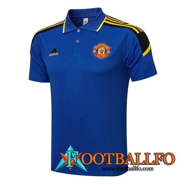 Camiseta Polo Manchester United Azul/Negro 2021/2022 -01