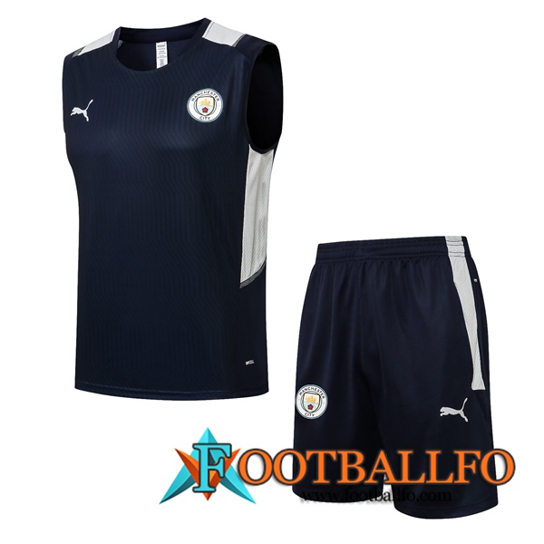 Camiseta Entrenamiento sin mangas Manchester City + Cortos Azul Marino 2021/2022