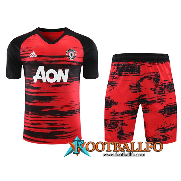 Camiseta Entrenamiento Manchester United + Shorts Roja/Negro 2020/2021