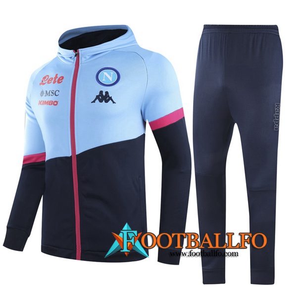 Chandal Futbol - Chaqueta con capucha + Pantalones SSC Napoles Azul/Negro 2020/2021