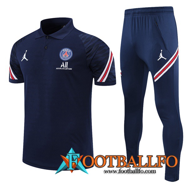 Camiseta Polo Jordan PSG + Pantalones Azul Marino/Rojo 2021/2022
