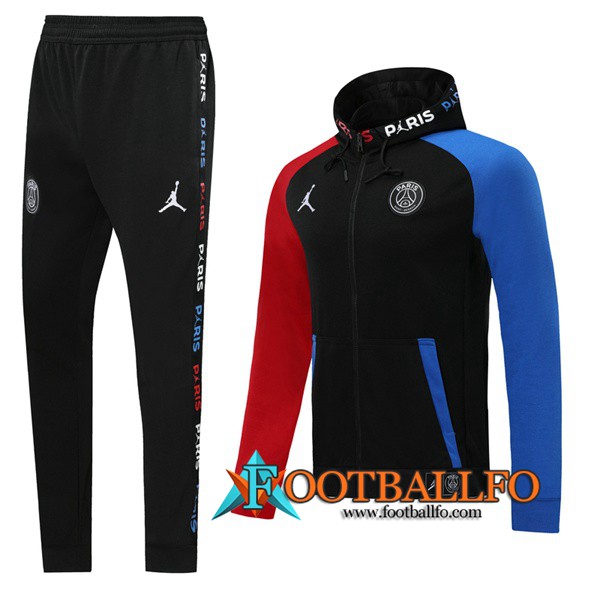 Chandal Futbol - Chaqueta con capucha + Pantalones Jordan Paris PSG Negro Azul Roja 2019/2020