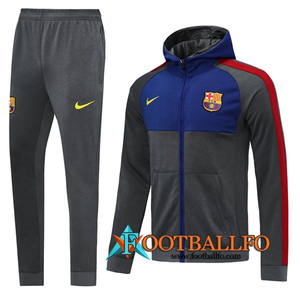 Chandal Futbol - Chaqueta con capucha + Pantalones FC Barcelona Gris 2020/2021