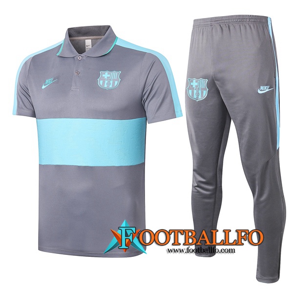 Polo Futbol FC Barcelona + Pantalones Gris Azul 2020/2021