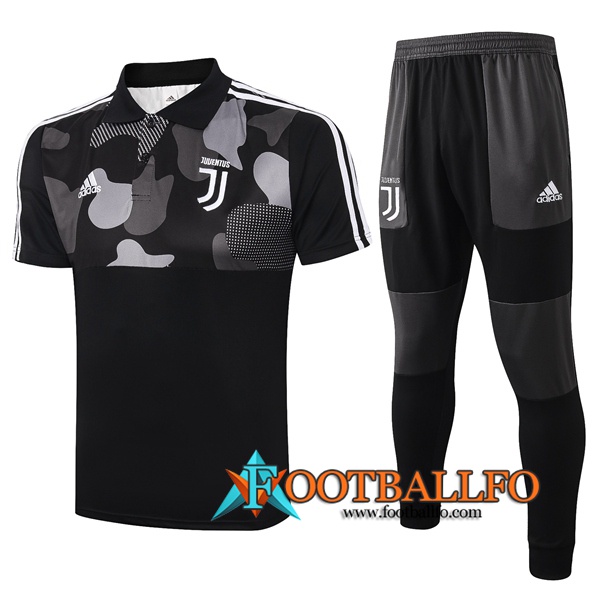 Polo Futbol Juventus + Pantalones Negro Blanco 2020/2021