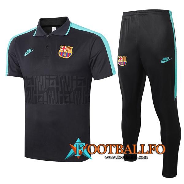 Polo Futbol FC Barcelona + Pantalones Negro 2020/2021