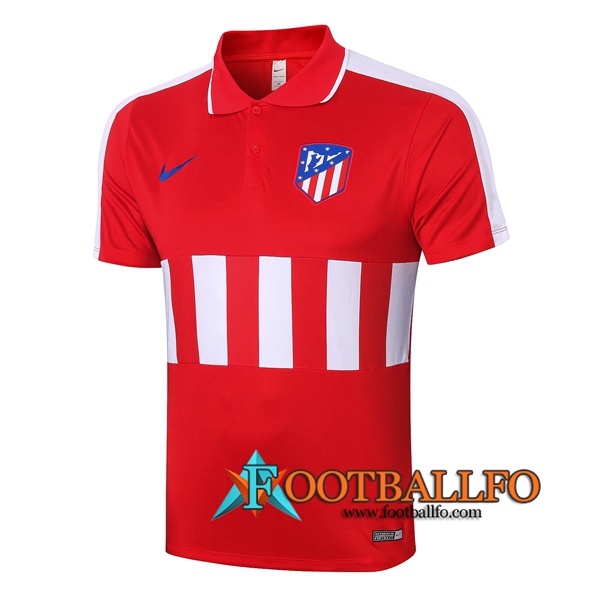 Polo Futbol Atletico Madrid Roja Blanco 2020/2021