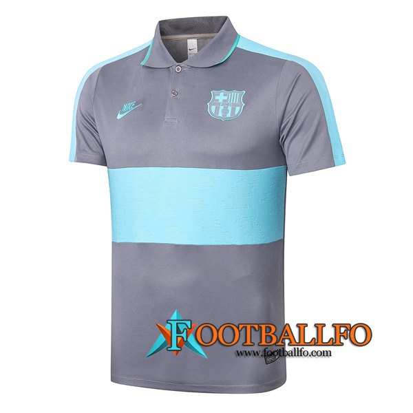 Polo Futbol FC Barcelona Gris Azul 2020/2021