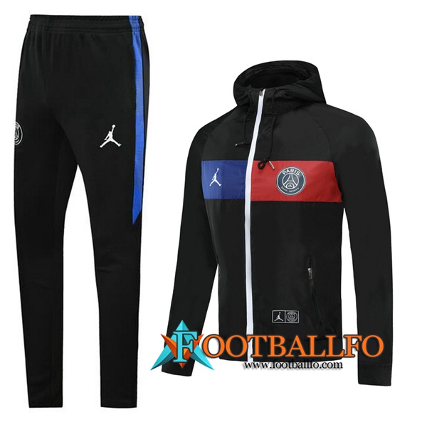 Chandal Futbol - Chaqueta Rompevientos + Pantalones Pairis PSG Negro 2020/2021