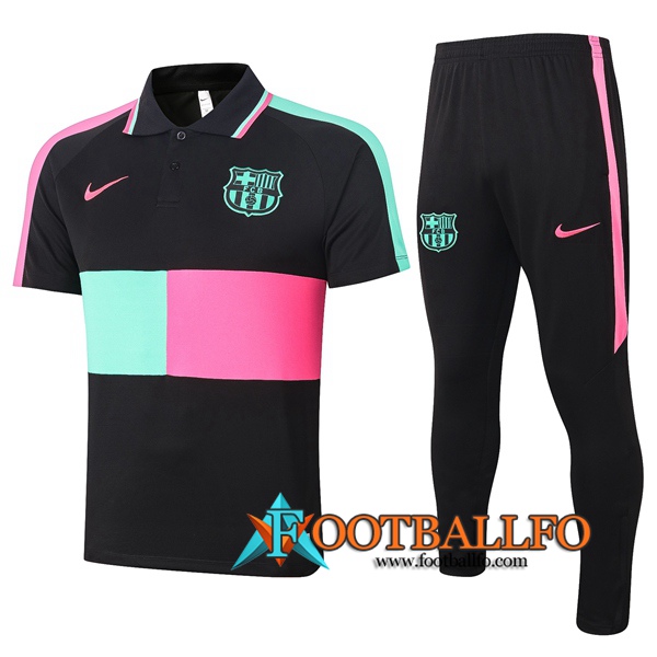 Polo Futbol FC Barcelona + Pantalones Negro Verde Rosa 2020/2021