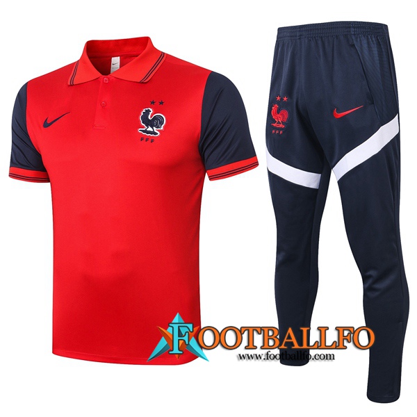 Polo Futbol Francia + Pantalones Roja 2020/2021