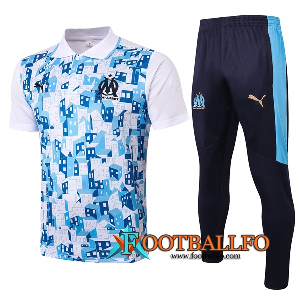 Polo Futbol Marsella OM + Pantalones Blanco 2020/2021