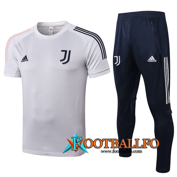 Camisetas de entrenamiento Juventus + Pantalones Gris Claro 2020/2021