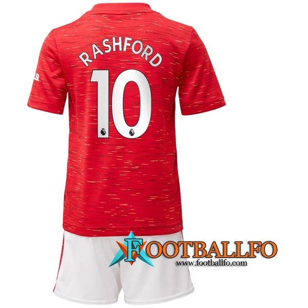Camisetas Futbol Manchester United (Rashford 10) Ninos Primera 2020/2021