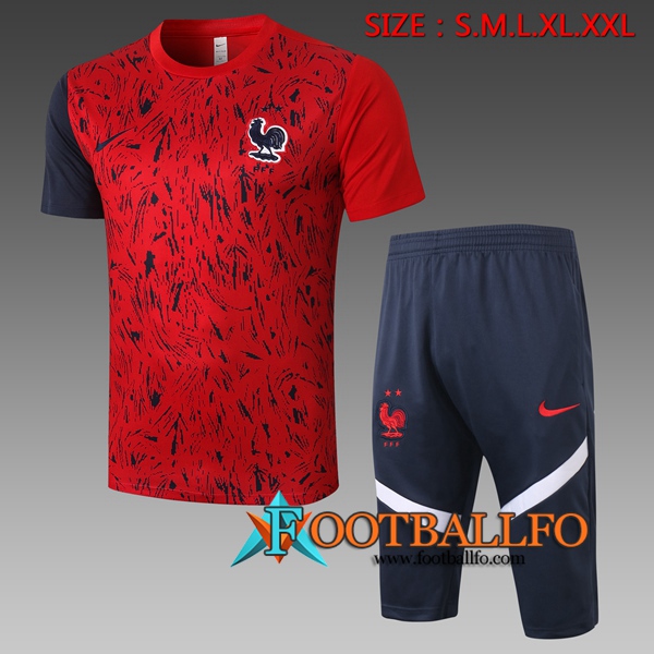 Camisetas de entrenamiento Francia + Pantalones 3/4 Roja 2020/2021