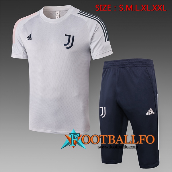 Camisetas de entrenamiento Juventus + Pantalones 3/4 Gris 2020/2021