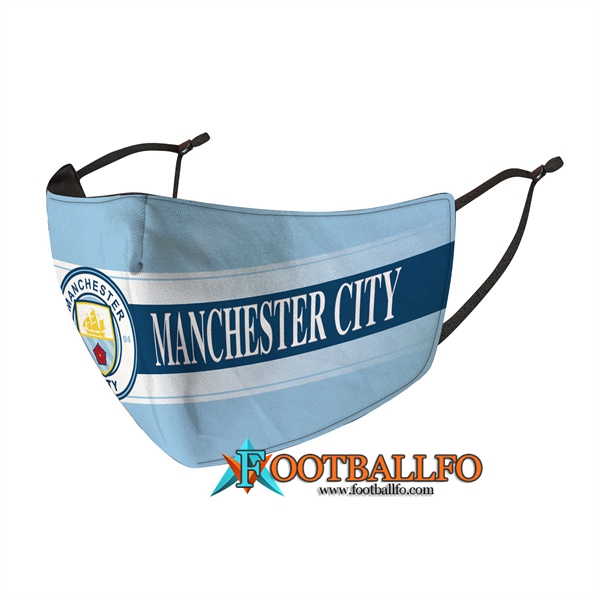 Mascarilla Futbol Manchester City Azul/Blanco Reutilisable