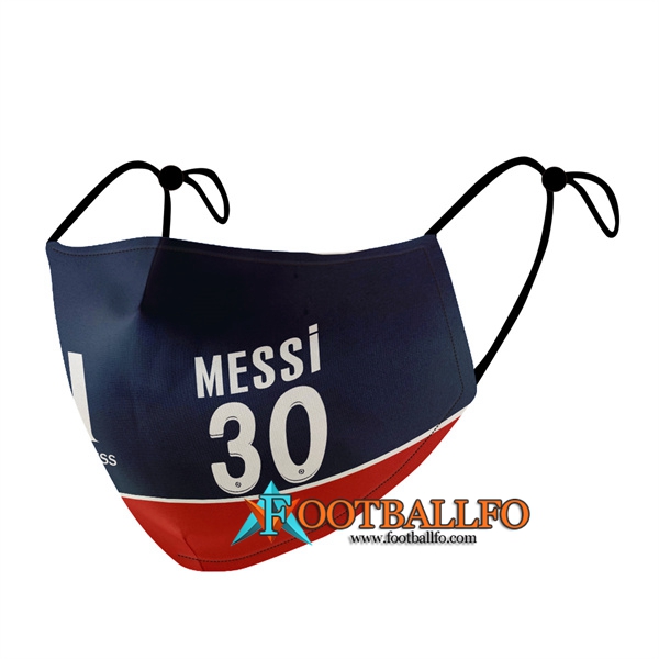 Mascarilla Futbol PSG Messi 30 Azul marino Reutilisable